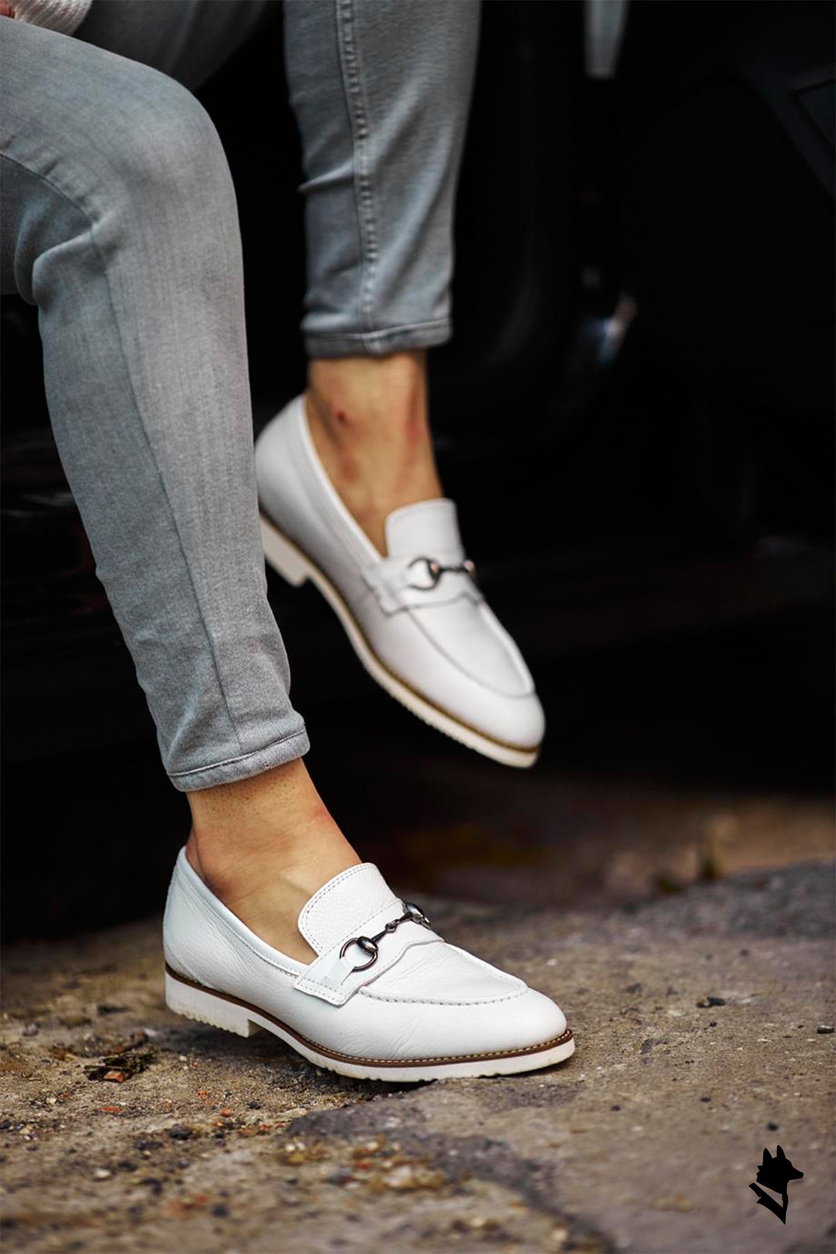 Men’s Buckle White loafers Boardwalk White Pebble Leather Horse-Bit Loafers main image 2