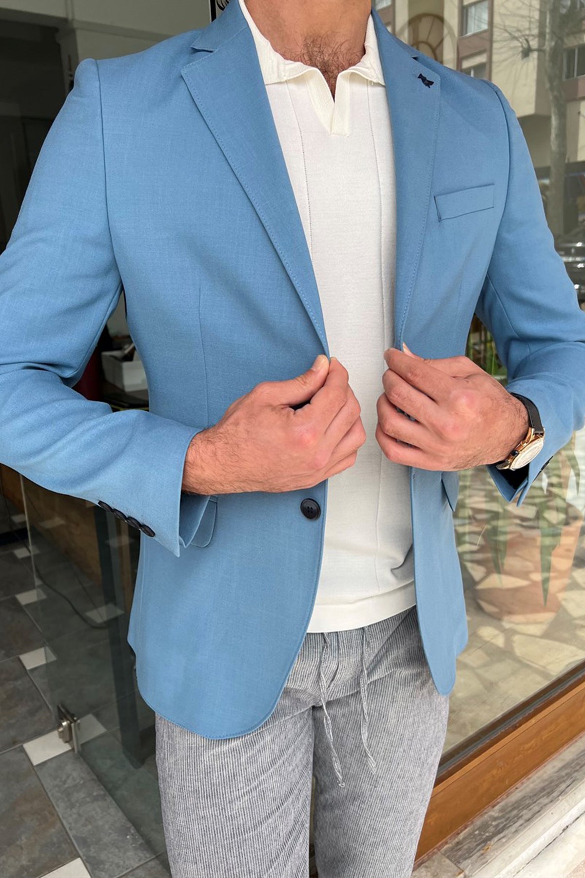 Blue Slim Fit Jacket