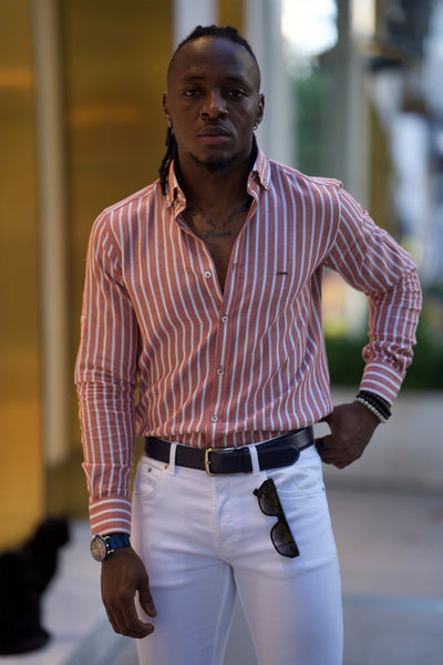 Slim Fit Striped Cotton Shirt