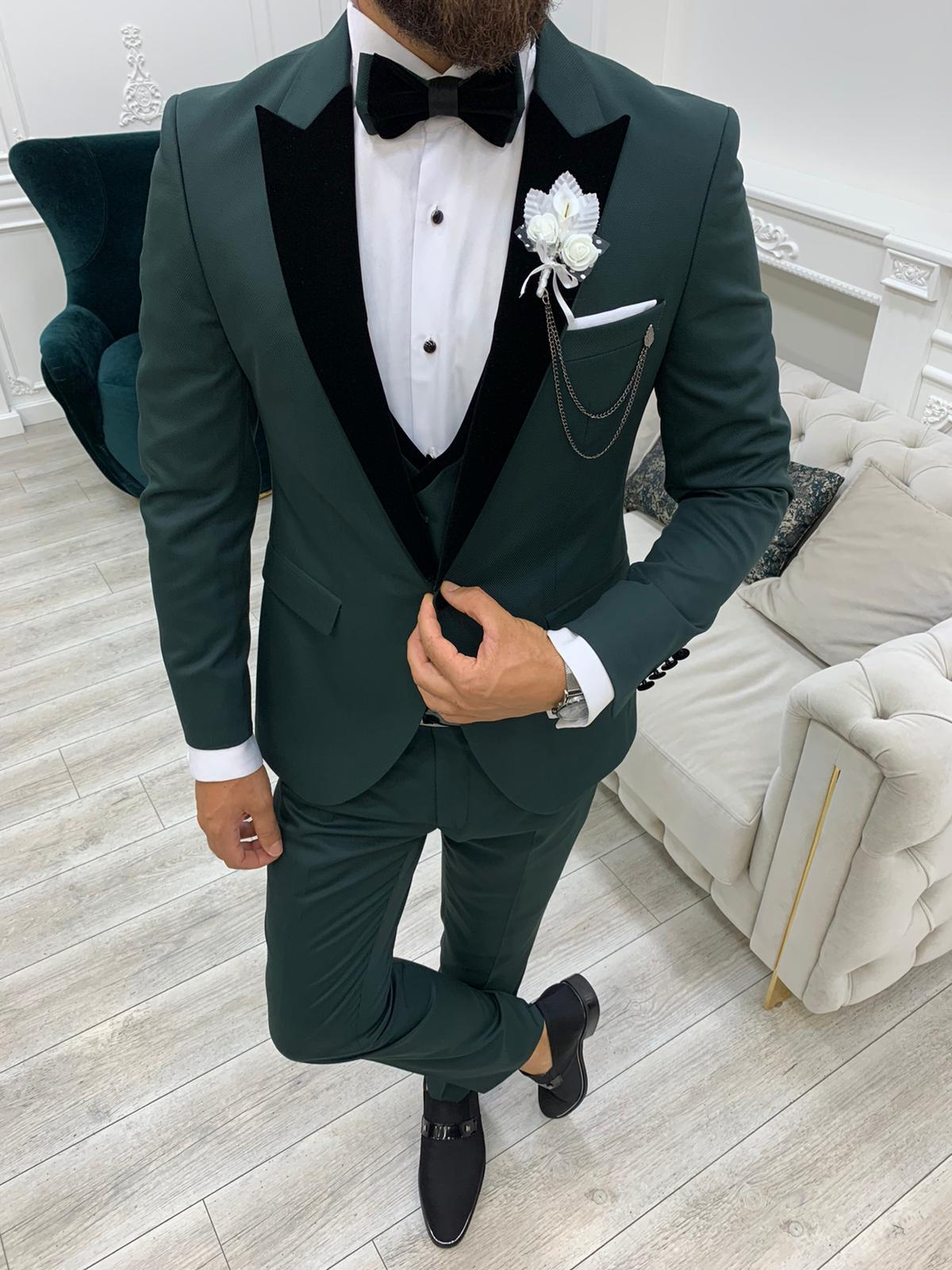 Green Slim Fit Suit | Gleoni