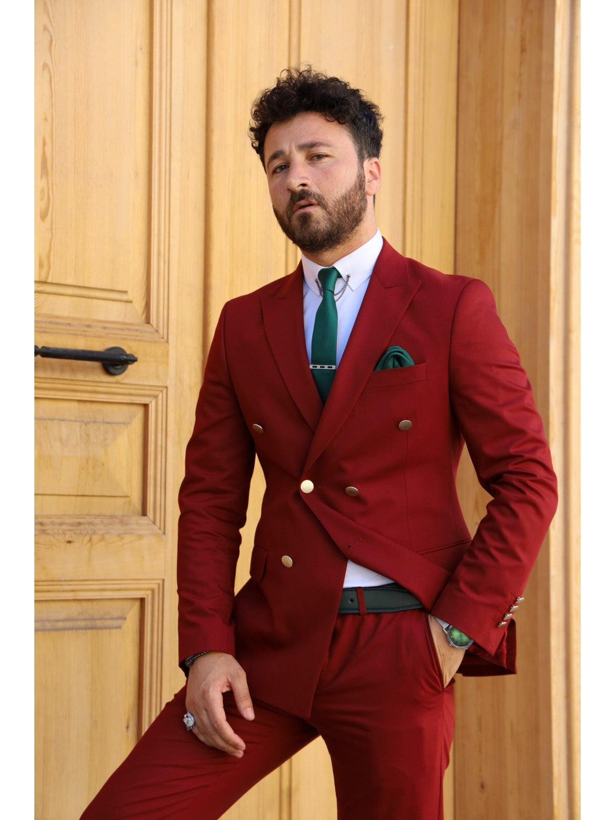 Vins Burgundy Double Breasted Suit