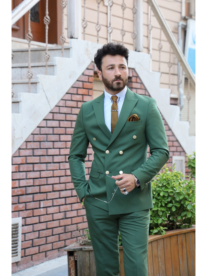Vins Green Double Breasted Suit – Gleoni