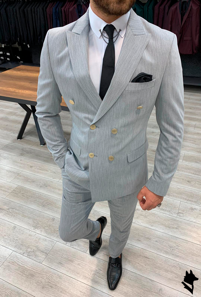 Vins Grey Double Breasted Suit – Gleoni