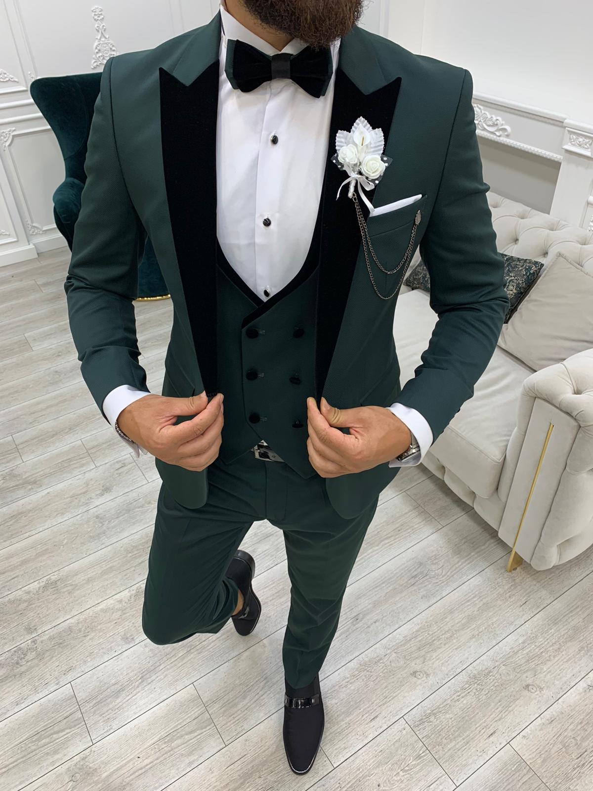 Green Slim Fit Suit | Gleoni