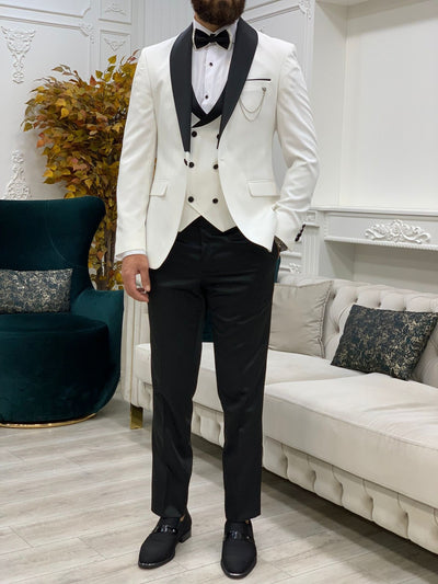 White Italian Cut Men's Groom Suit