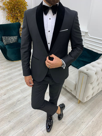Black Italian Cut Groom Suit