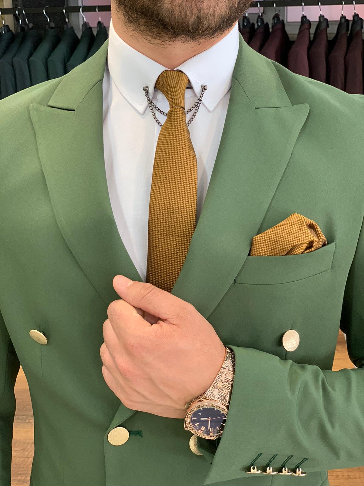 Vins Green Double Breasted Suit