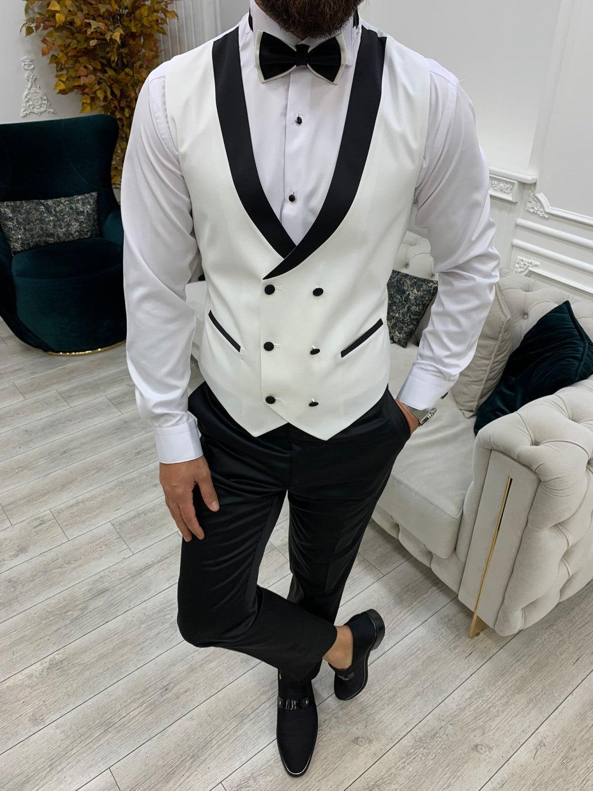 White Italian Cut Men's Groom Suit