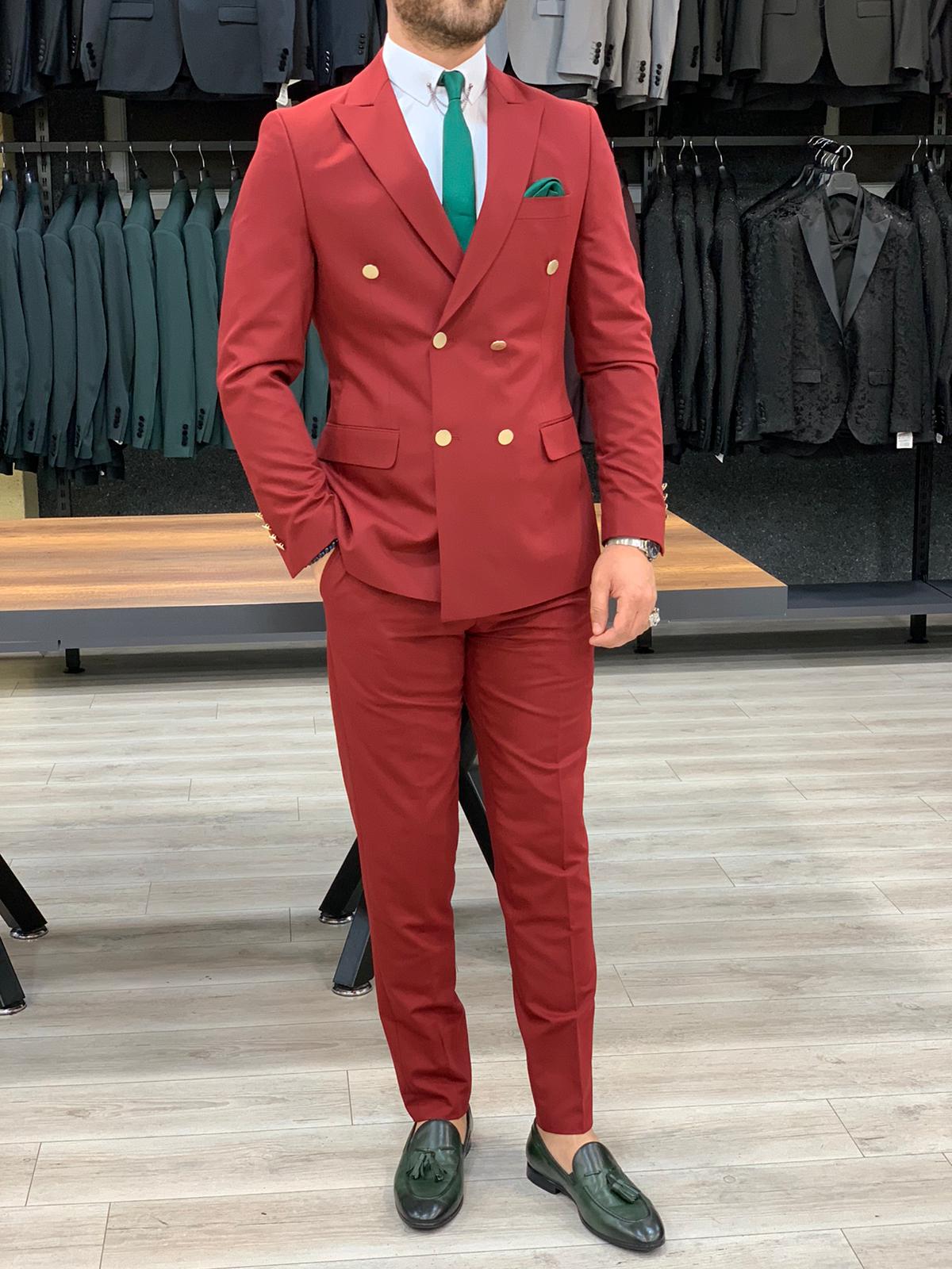 Vins Burgundy Double Breasted Suit