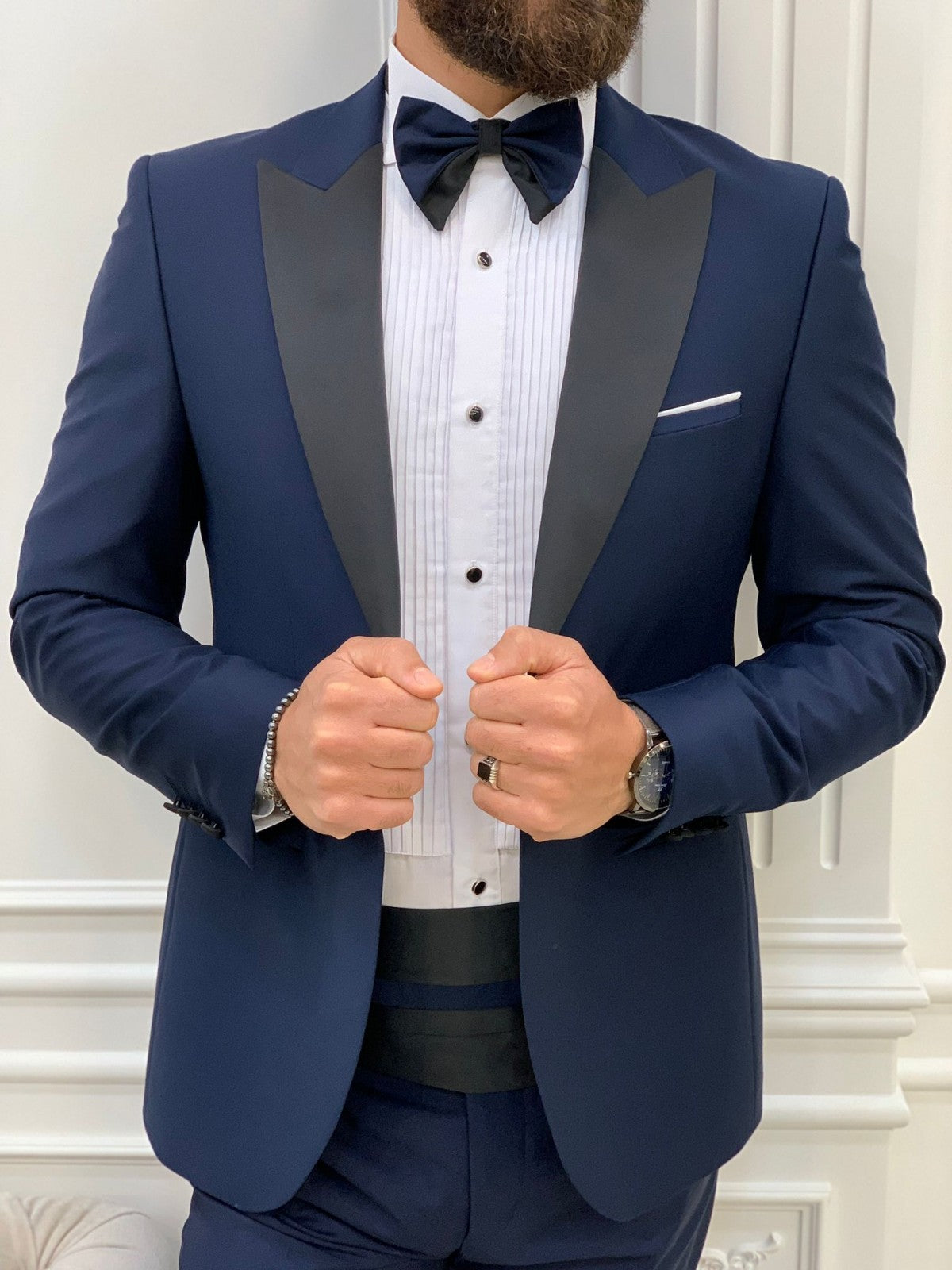 Navy Blue Slim Fit Groom Suit