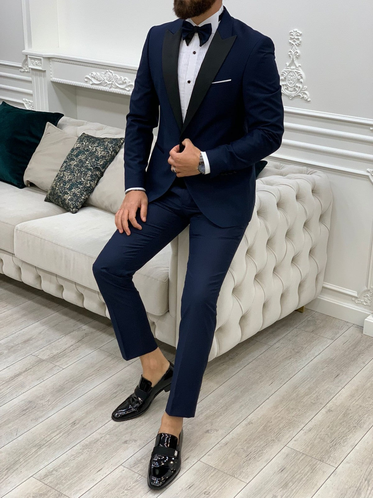 Navy Blue Slim Fit Groom Suit