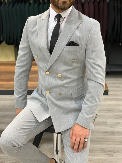 Vins Grey Double Breasted Suit