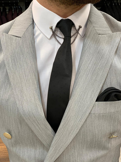 Vins Grey Double Breasted Suit