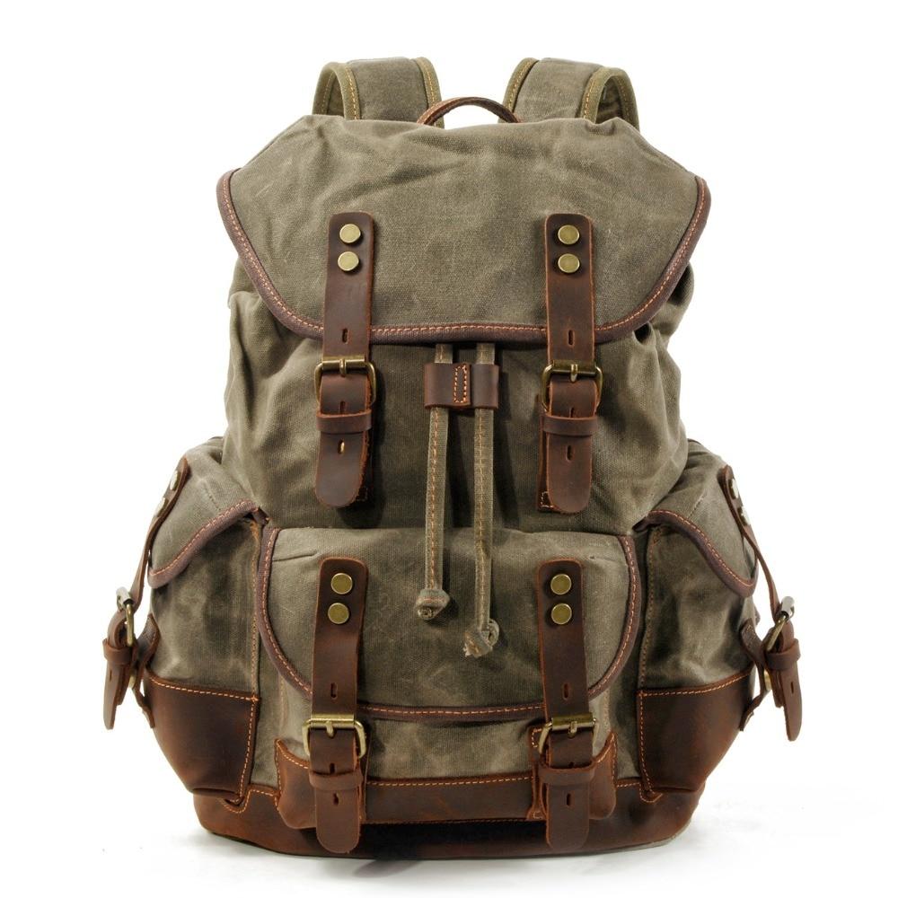 VINTAGE CANVAS LEATHER BACKPACK